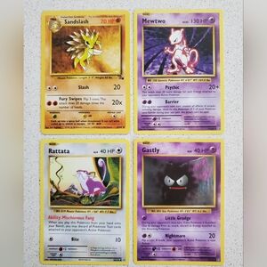 Pokémon Card Lot - Sandslash, Mewtwo, Rattata, Gastly